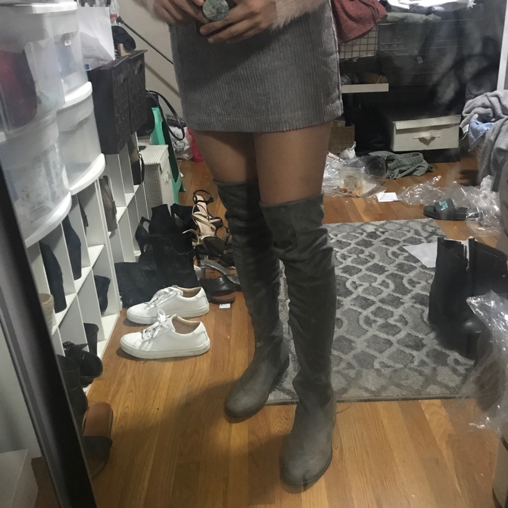 Suede over the knee flat boot